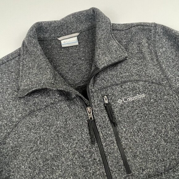 Columbia Full Zip Sweater Jacket Men’s S Black Zip Pockets Knit Polyester - Picture 1 of 9